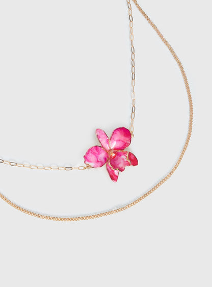 Open Arms Flower Belt Gold / Pink