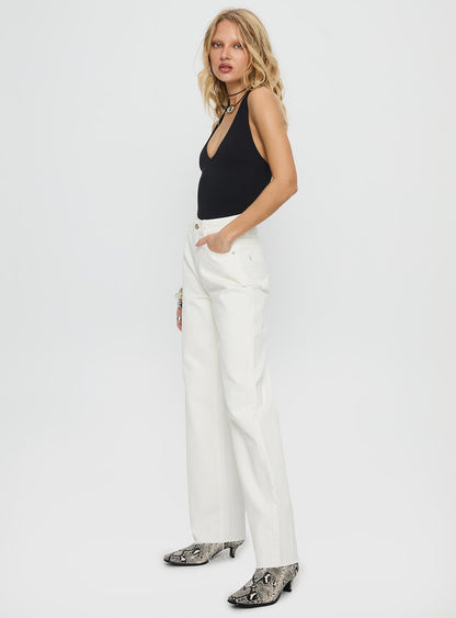 Henesey High Rise Straight Leg Jeans White Wash