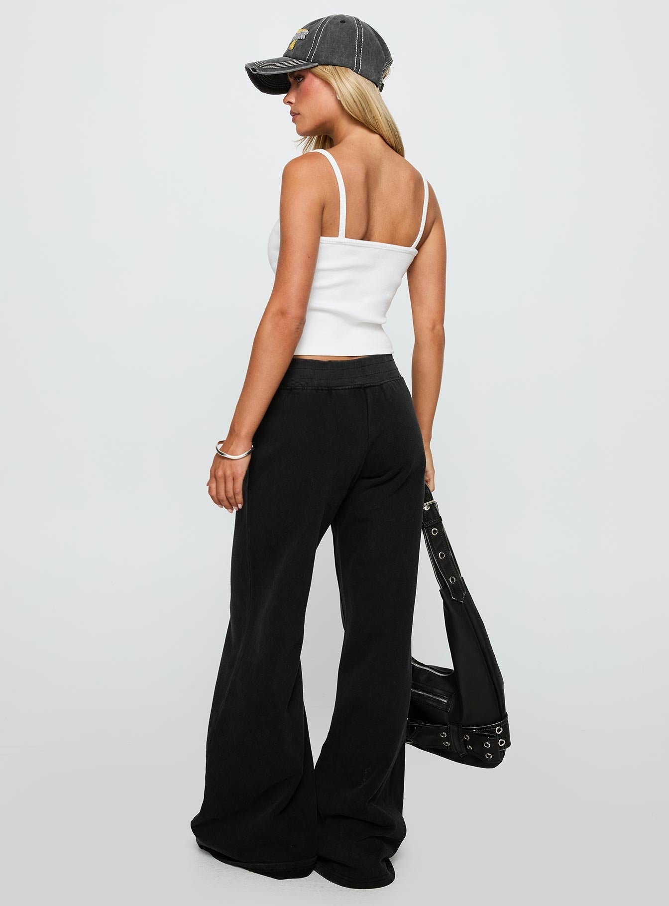 Summits Flared Track Pants Washed Black