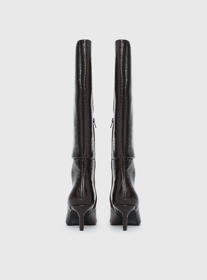 Therapy Dove Knee High Boots Chocolate Croc