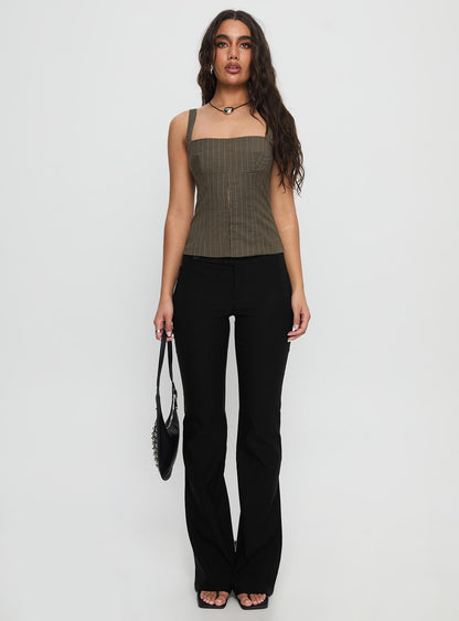 Nylen Tailored Suiting Top Brown Pinstripe